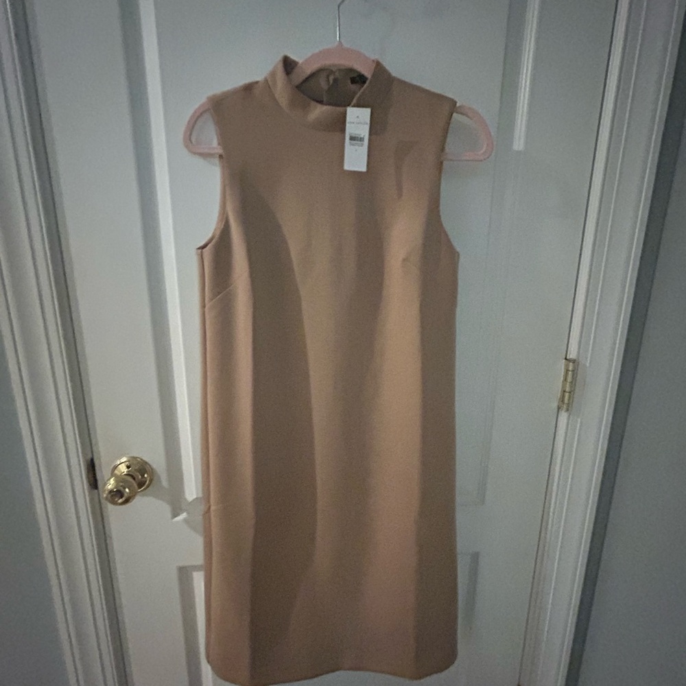 Mock Neck Knit Shift Dress- Camel